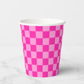 Gobelets En Papier Damier Rose Attrayant (Verso)