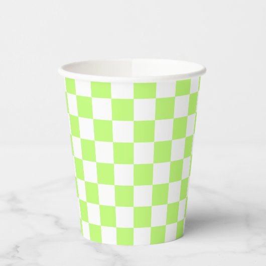 Gobelets En Papier Damier vert classique visuel (Gauche)
