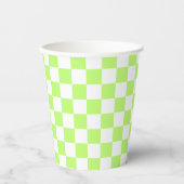 Gobelets En Papier Damier vert classique visuel (Recto)