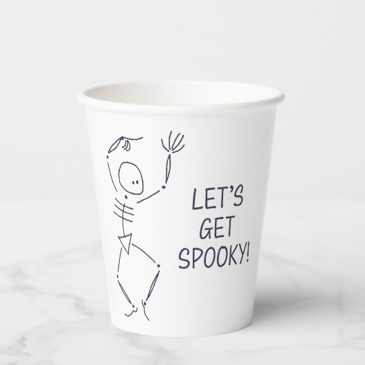 Gobelets En Papier Dancing Halloween Skeleton - blanc (Recto)