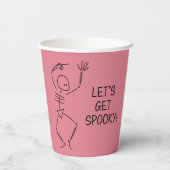 Gobelets En Papier Dancing Halloween Squelette - rose (Verso)