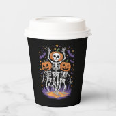 Gobelets En Papier Dancing Skeleton Halloween Citrouille (Recto)