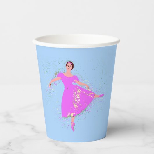 Gobelets En Papier Danse de Ballerina en Robe Rose Magenta (Recto)