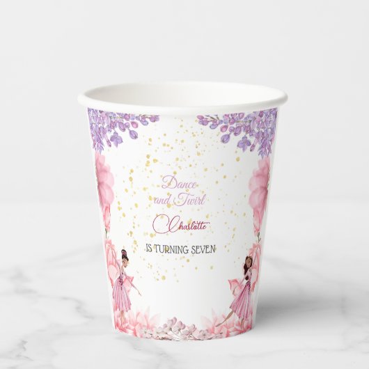 Gobelets En Papier Danse et ballerine tourbillon anniversaire (Recto)