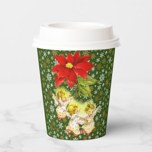 Gobelets En Papier Danser des anges bébé avec des flocons de neige (Verso)