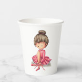 Gobelets En Papier Danseuse de ballet fantaisiste en robe rose (Recto)