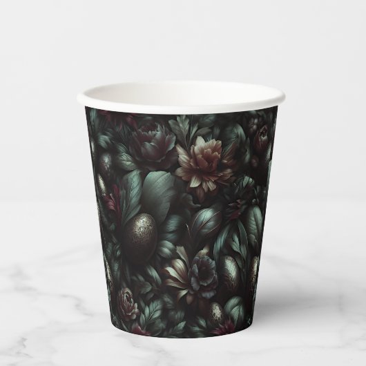 Gobelets En Papier Dark Botanical Easter Paper Cups – Moody (Recto)