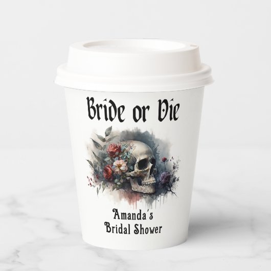 Gobelets En Papier Dark Moody Gothic Bride ou Die Fête des mariées (Recto)