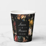 Gobelets En Papier Dark Moody Romantic Floral Wedding shower néerland<br><div class="desc">Des flores aux tons de bijoux foncés inspirés des maîtres hollandais. Customisez la couleur de forme hexagonale et la couleur arrière - plan. Tout le texte est modifiable.</div>