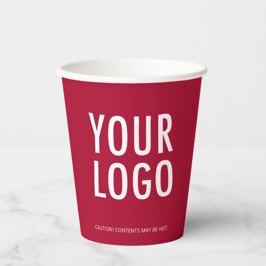 Gobelets En Papier Dark Red Paper Cups Custom Business Logo 8 oz (Recto)