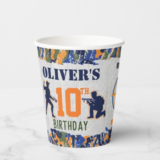 Gobelets En Papier Dart Soldiers Camo Militaire Anniversaire (Recto)