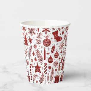 Gobelets en papier de Noël blanc rouge