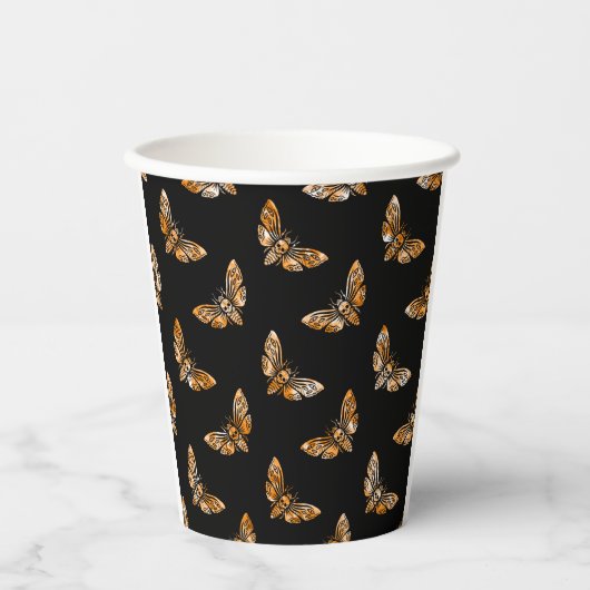 Gobelets En Papier Death's Head Moth Pattern (Recto)