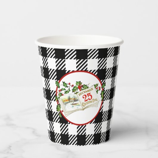 Gobelets En Papier Décembre 25 8oz Coupe Papier, Lid : Aucun (Verso)