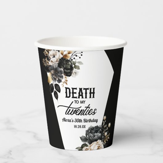 Gobelets En Papier Décès à mes vingt Floral 30e Anniversaire (Recto)