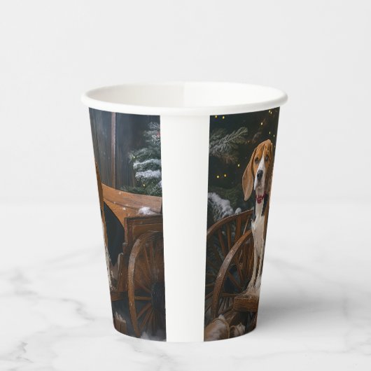 Gobelets En Papier Décor de Noël beagle Snowy Sleigh (Gauche)