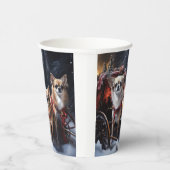 Gobelets En Papier Décor de Noël Chihuahua Snowy Sleigh (Droite)