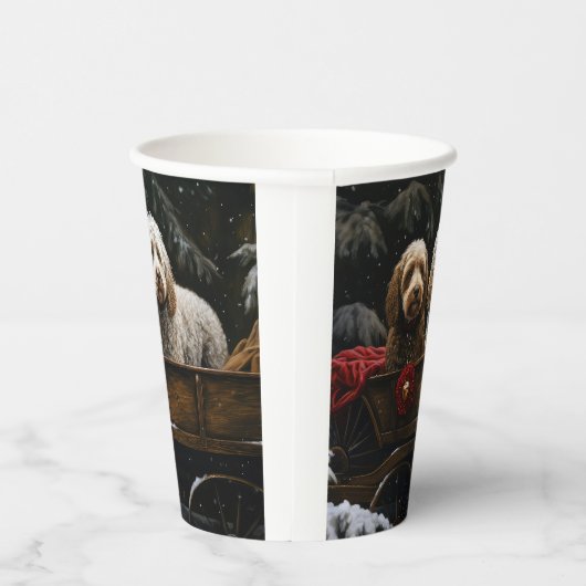 Gobelets En Papier Décor de Noël Cockapoo Snowy Sleigh (Droite)