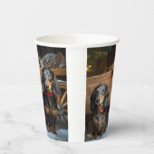 Gobelets En Papier Décor de Noël Dachshund Snowy Sleigh (Gauche)