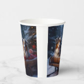 Gobelets En Papier Décor de Noël du berger australien Snowy Sleigh