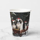 Gobelets En Papier Décor de Noël japonais Chin Snowy Sleigh (Verso)