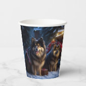 Gobelets En Papier Décor de Noël Lapphund Snowy Sleigh (Recto)