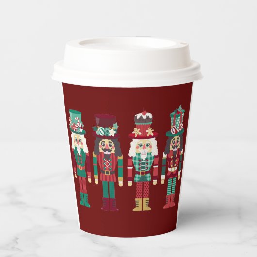 Gobelets En Papier Décor de Noël Nutcrackers (Recto)