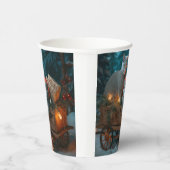 Gobelets En Papier Décor de Noël russe Blue Cat Snowy Sleigh (Droite)