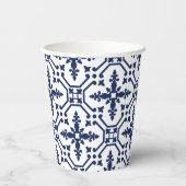 Gobelets En Papier Décor géométrique bleu carrelage marocain (Verso)