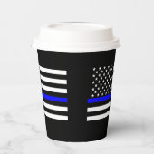 Gobelets En Papier Décor graphique américain à ligne bleue mince (Gauche)