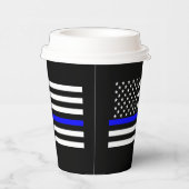 Gobelets En Papier Décor graphique américain à ligne bleue mince (Droite)