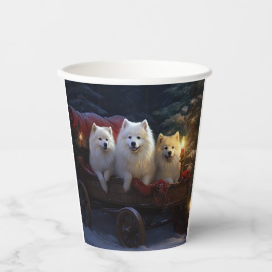 Gobelets En Papier Décoration de Noël Traîneau enneigé Esquimau améri (Recto)