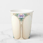 Gobelets En Papier Decorative Floral Frame with Pearls Paper Cups (Verso)