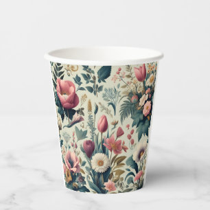 Gobelets En Papier Découvrez un motif botanique floral printanier épo