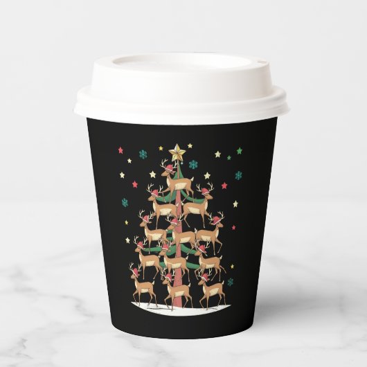 Gobelets En Papier Deer Christmas Tree Drôle Vacances Cute Reindeer (Recto)