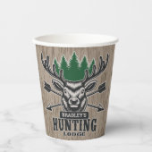 Gobelets En Papier Deer Elk Hunter AJOUTER NOM Bow Hunter Lodge Cabin (Recto)