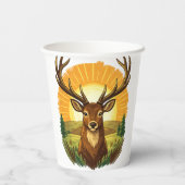 Gobelets En Papier Deer with Antlers Sunset Forest Hunter Gift (Verso)