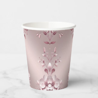 Gobelets En Papier Delicate Pink Floral Paper Cups