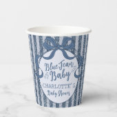 Gobelets En Papier Denim Coquette Bow Blue Jean Baby Shower (Verso)