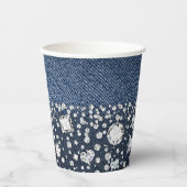 Gobelets En Papier Denim & Diamonds Blue Jean Bling Anniversaire Part (Recto)