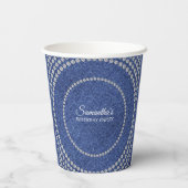 Gobelets En Papier Denim et Diamonds Blue Jeans Bling Anniversaire (Verso)