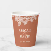 Gobelets En Papier Dentelle blanche sur Mariage en terre cuite (Recto)