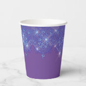 Gobelets En Papier Dentelle bleu violet élégant look diamant brillant (Verso)