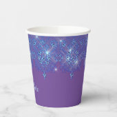 Gobelets En Papier Dentelle bleu violet élégant look diamant brillant (Gauche)