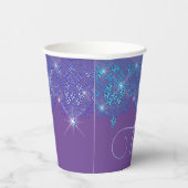 Gobelets En Papier Dentelle bleu violet élégant look diamant brillant (Droite)