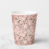 Gobelets En Papier Dentelle de mariage rose vintage (Recto)