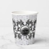 Gobelets En Papier Dentelle en céramique noir & flocon de neige (Verso)