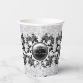 Gobelets En Papier Dentelle en céramique noir & flocon de neige (Recto)