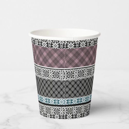 Gobelets En Papier Dentelle patchwork noir et blanc (Droite)