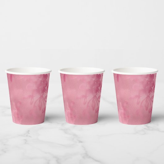 Gobelets En Papier Dentelle Rose Chic (Multi)